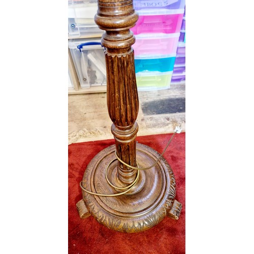 264 - Mahogany standard lamp with turned and fluted column