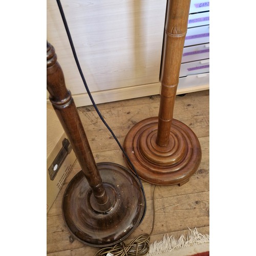 266 - Two mahogany standard lamps, one bamboo effect