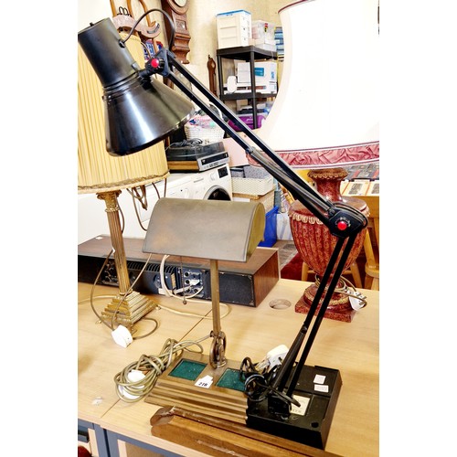 278 - Early 20th century brass desk reading lamp and Anglepoise style lamp