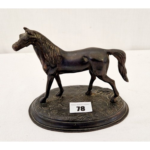 78 - Bronze figure of a horse on oval plinth