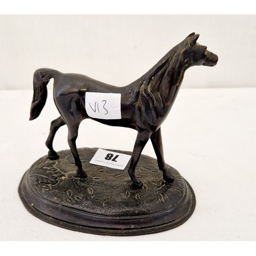 78 - Bronze figure of a horse on oval plinth