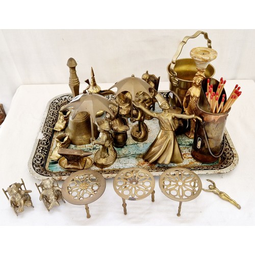 80 - Collection of brass ornamental figures etc