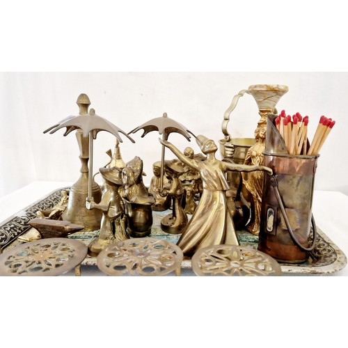 80 - Collection of brass ornamental figures etc