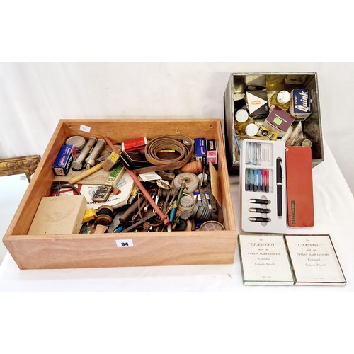 84 - Qty of artists and drawing materials incl. boxed Cranford crayons