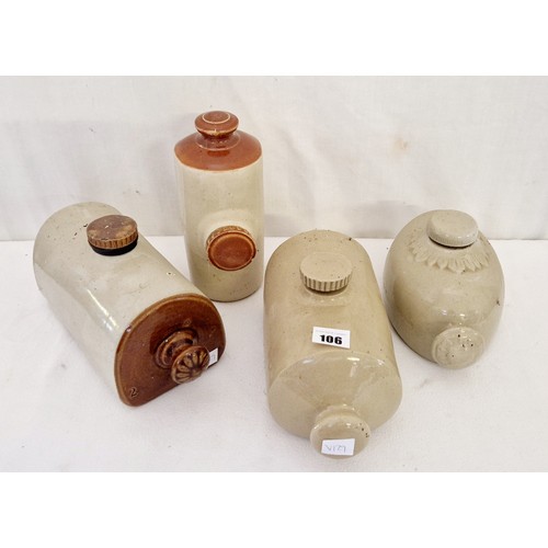 106 - Four stoneware hotwater bottles