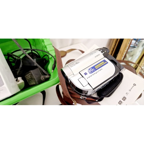 111 - Various cameras etc incl. Canon digital, Konica 35mm, Sony vintage camcorder etc