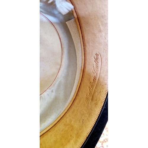 112 - Vintage box suitcase stencilled EY and Hepworth's bowler hat