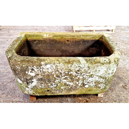 399 - Large D-ended stone trough approx. 128 cm (w) x 74 cm (d) x 50 cm (h)