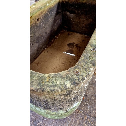 399 - Large D-ended stone trough approx. 128 cm (w) x 74 cm (d) x 50 cm (h)