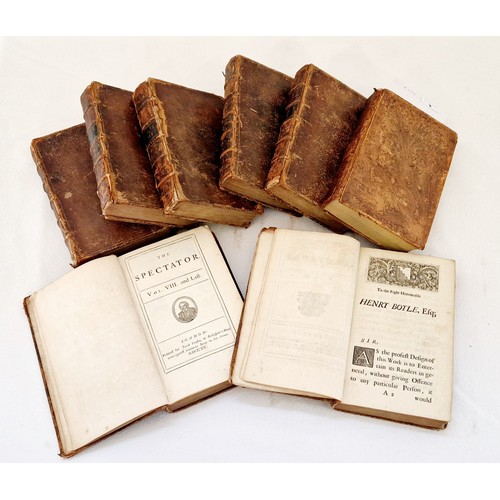 1 - Eight leather bound volumes of The Spectator from the early 1700s