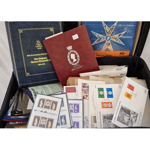 3 - Case of world stamps, accessories and 3 unused albums including mint Commonwealth stamps etc