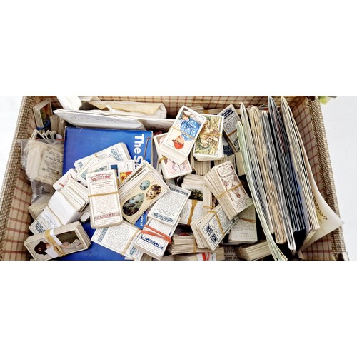 10 - Case of loose cigarette cards and album of tea cards, various subjects