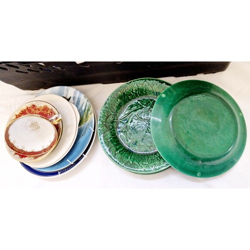 34 - Qty of ceramic incl. tea pots, ribbon plates. Wedgewood leaf plates etc