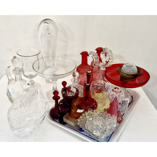 37 - Qty of coloured, cranberry and other glassware incl. decanters, comports and other glassware etc