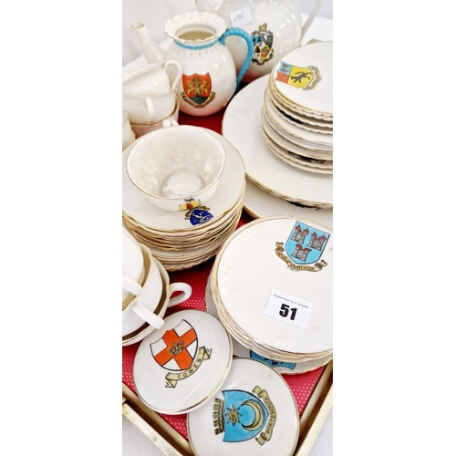 51 - Collection of Goss crested tea ware
