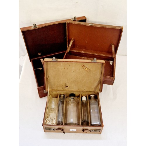 94 - 3 vintage leather small box cases incl. a fitted travelling case