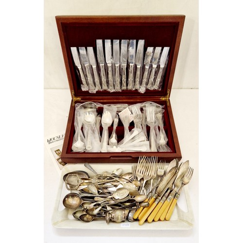 83 - Canteen of EPNS Kings pattern cutlery (as new), EPNS fish knives & forks and various other flatware