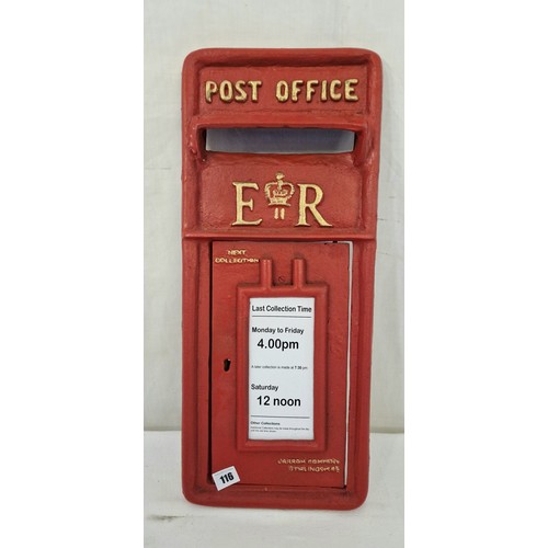 116 - Elizabeth II cast metal post box front