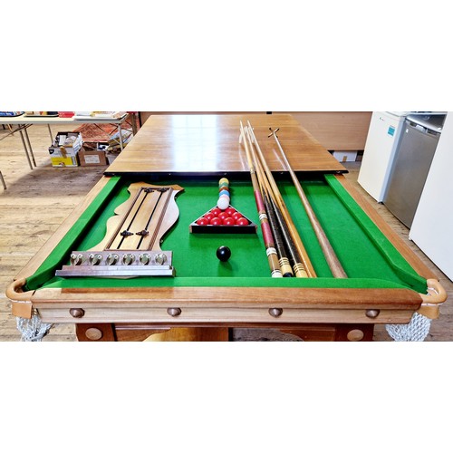 276 - Riley 7' x 4' slate bed snooker table with accessories; rise and fall mechanism and mahogany dining ... 