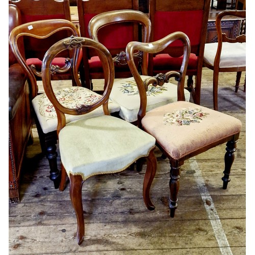 285 - 4 various Victorian mahogany framed dining chairs