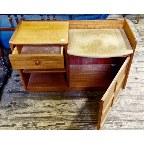 287 - A Nathan vintage teak telephone seat with cupboard, drawer and shelf