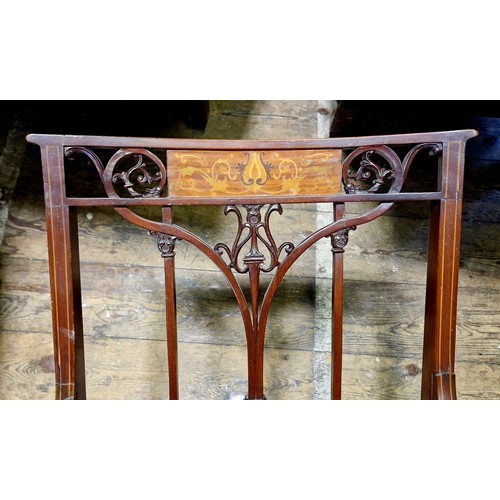 295 - 2 Edwardian framed mahogany elbow chairs with inlaid upholstery