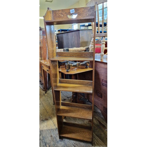 315 - Early 20th century narrow oak 5-tier open bookcase