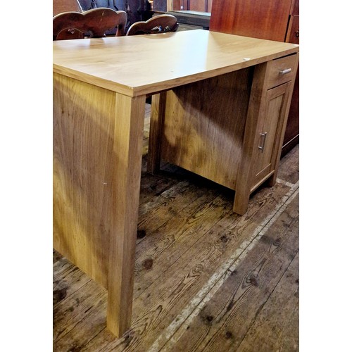 328 - Modern oak effect desk with drawer and cupboard