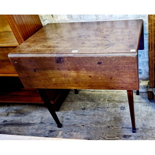 348 - Mahogany rectangular drop leaf table with single and dummy drawers on tapering square legs