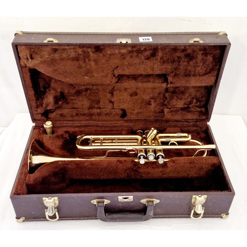 128 - Cased trumpet