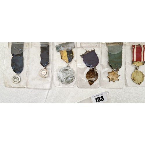 153 - A collection of six various medals, including Birmingham silver enamelled Temperance medal; Birmingh... 