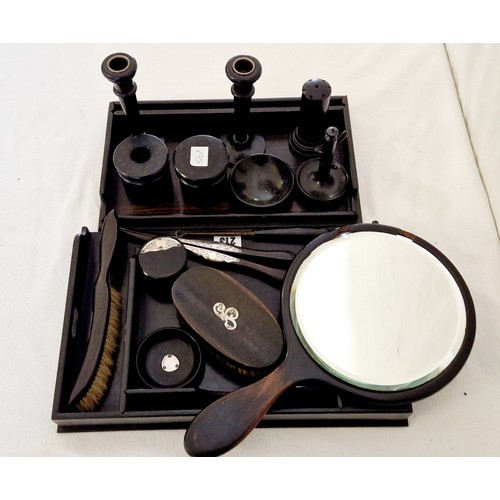 213 - Various items of ebonised dressing table ware