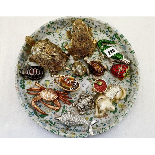 220 - Collection of jewelled metal animal figurines