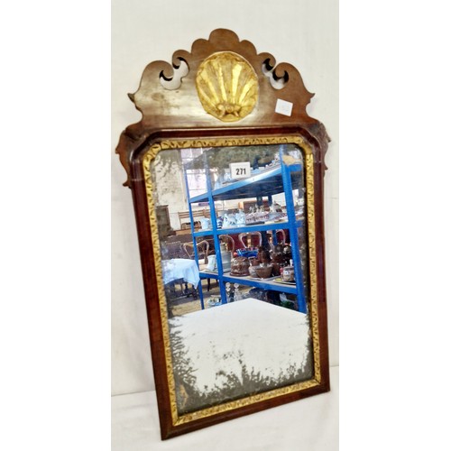 271 - Chippendale style mahogany framed rectangular wall mirror with distressed plate