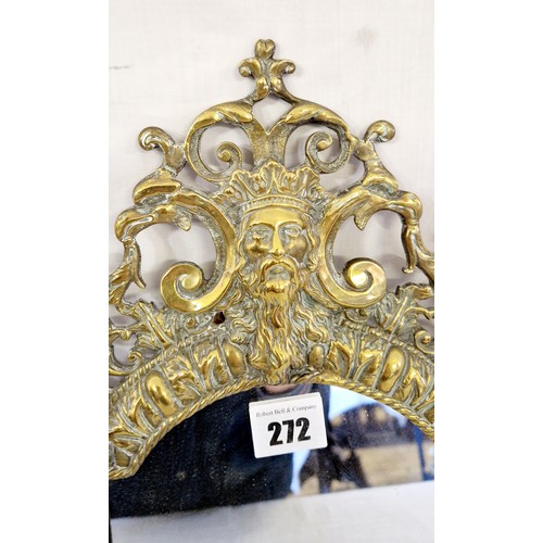 272 - Wall mirror with ornate pierced brass surround