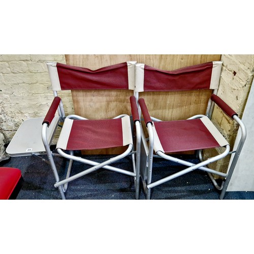 374 - 2 folding picnic chairs with attached side tables