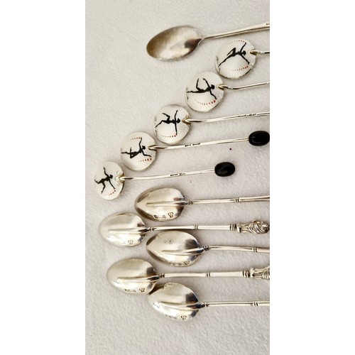 231 - Silver flatware, a set of five Sheffield 1901 apostle spoons; five Birmingham 1936 bean end coffee s... 