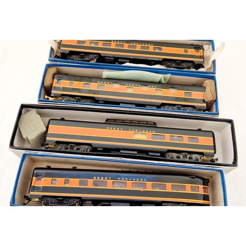 256 - 4 Tenshodo vintage boxed HO gauge Great Northern carriages, Observation Car; Sleeper; Vista Dore and... 