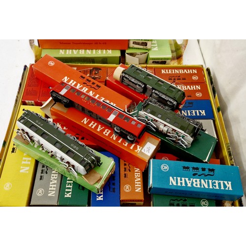 263 - Qty of boxed Kleinbahn HO gauge model railway incl. various diesel engines, carriages and rolling st... 