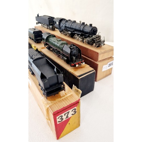 266 - 3 vintage boxed HO gauge locomotives and tenders incl. Tenshodo and Fulgerex