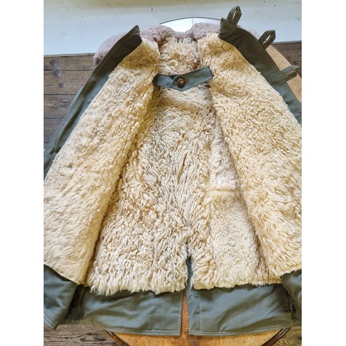 125 - Swedish field green sheepskin coat