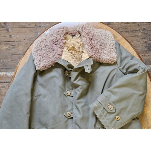 125 - Swedish field green sheepskin coat