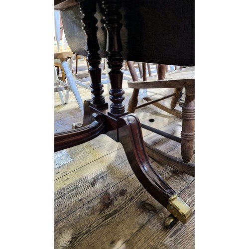 247 - Early 20th century mahogany rectangular centre table with drop leaves, 2 frieze drawers and 2 corres... 