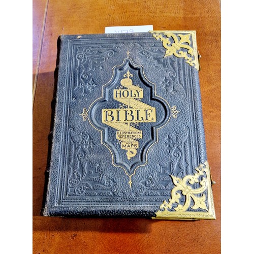 4 - National Comprehensive Family Bible published by Cassell with 2 inscriptions C & E Topliss complete ... 