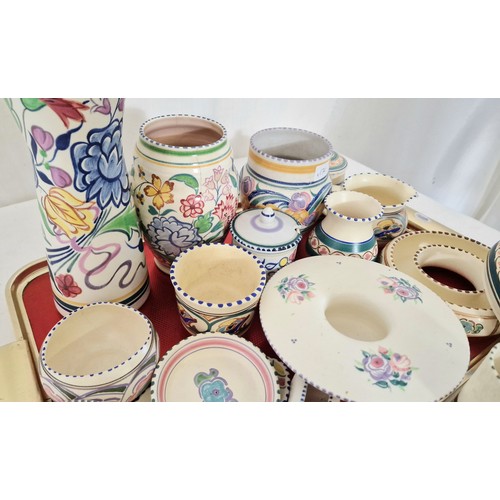 48 - Collection of vintage Poole pottery and a Shelley chamber stick