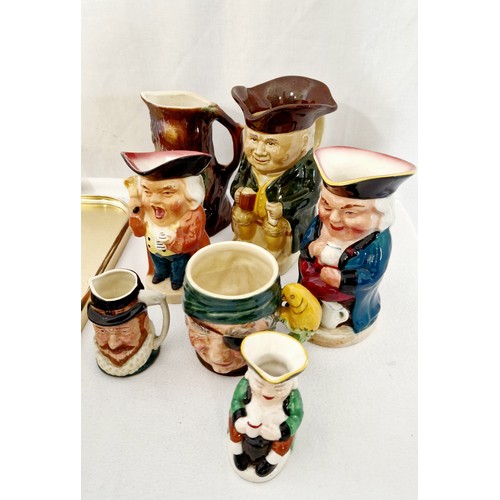 53 - Qty of ceramic incl. Beswick cottage jugs, Woods Toby jugs, Staffordshire character jug etc