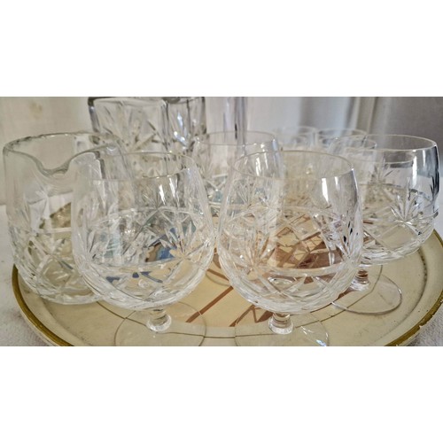 66 - Crystal stemmed glasses, decanters and water jugs