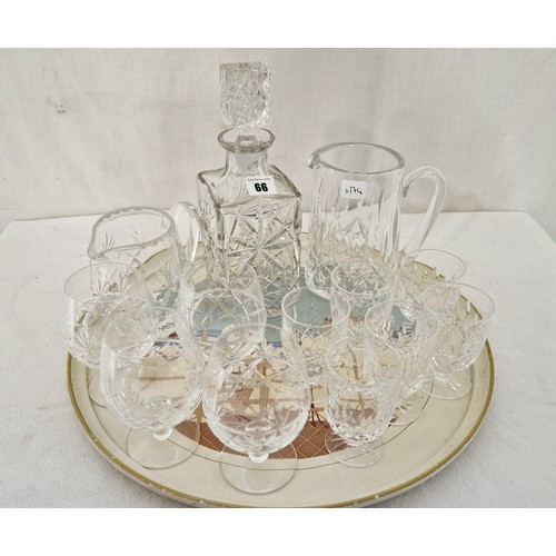 66 - Crystal stemmed glasses, decanters and water jugs