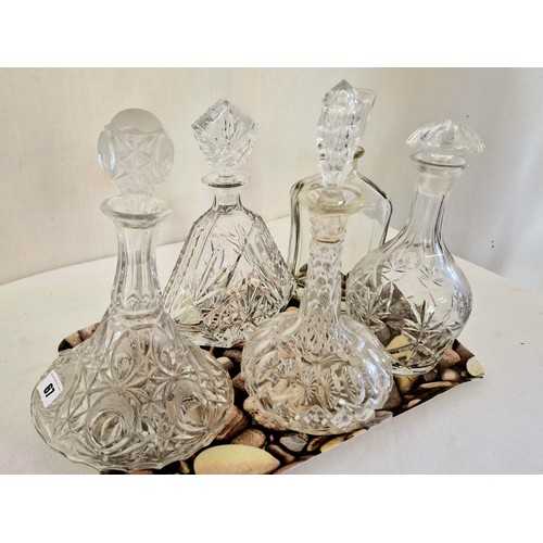 67 - Five various glass decanters