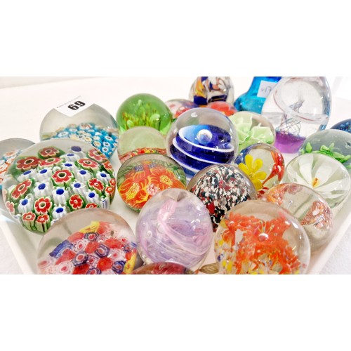69 - Collection of coloured glass millefiori and other paperweights